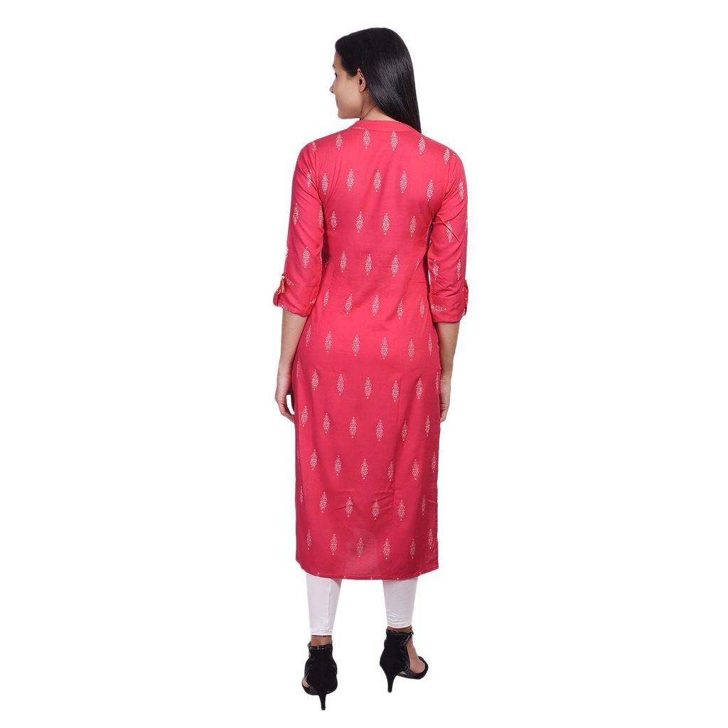 JAIPURETHNICWEAVES Women's Cotton Geometric Printed Straight Kurta