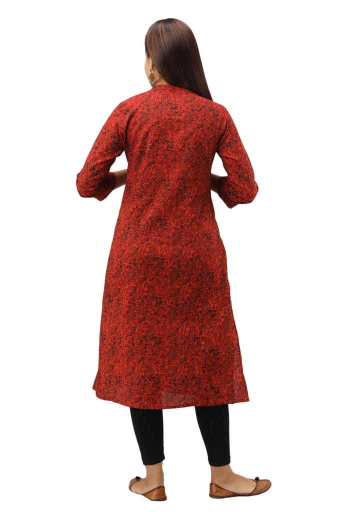 JAIPURETHNICWEAVES Women's Cotton Floral Printed A-Line Kurta