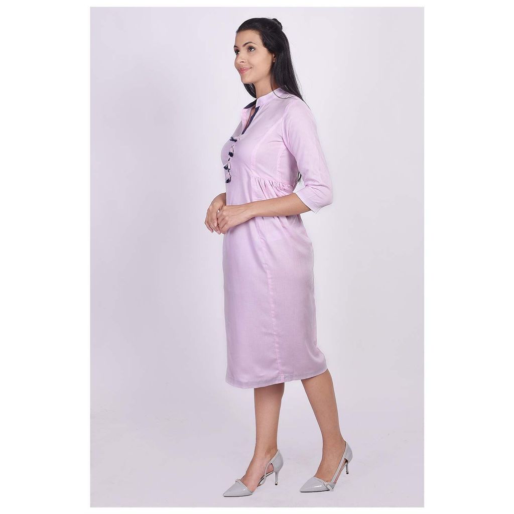 JAIPURETHNICWEAVES Women's Rayon Solid A-Line Kurta (Light Pink)