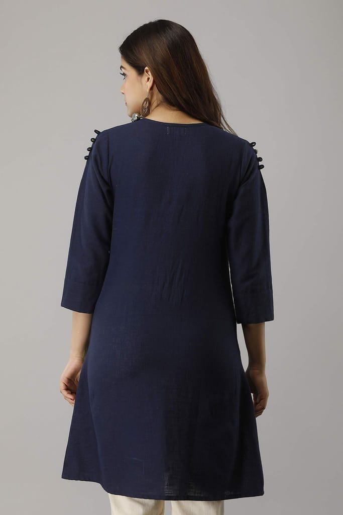 JAIPURETHNICWEAVES Women's Cotton Slub Solid Straight Tunic Kurti