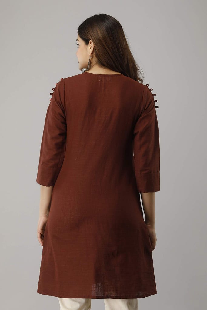 JAIPURETHNICWEAVES Women's Cotton Slub Solid Straight Tunic Kurti