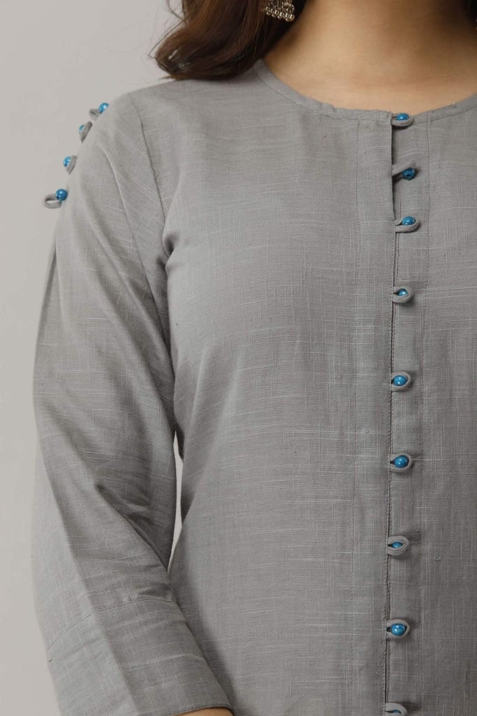 JAIPURETHNICWEAVES Women's Cotton Slub Solid Straight Tunic Kurti