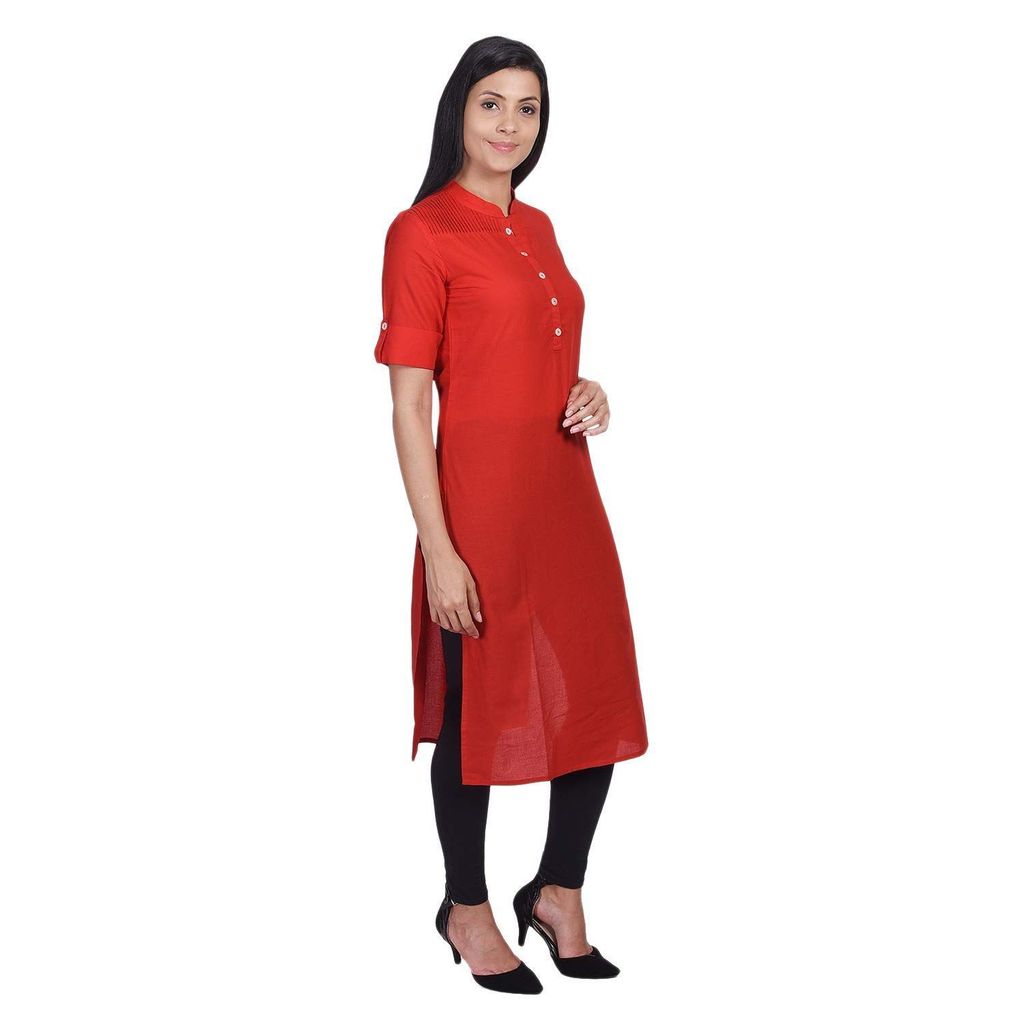 JAIPURETHNICWEAVES Women's Cotton Solid Straight Kurta