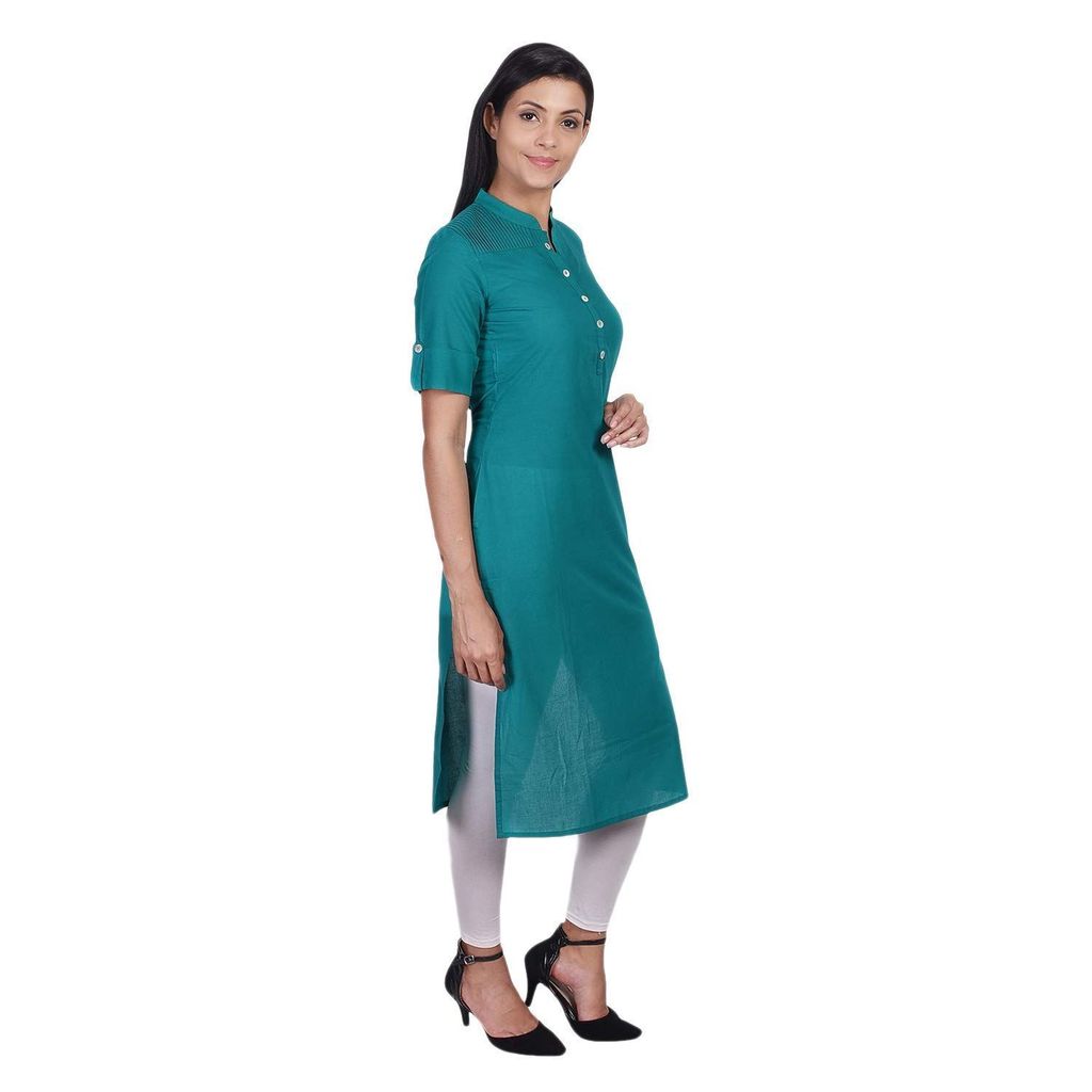 JAIPURETHNICWEAVES Women's Cotton Solid Straight Kurta