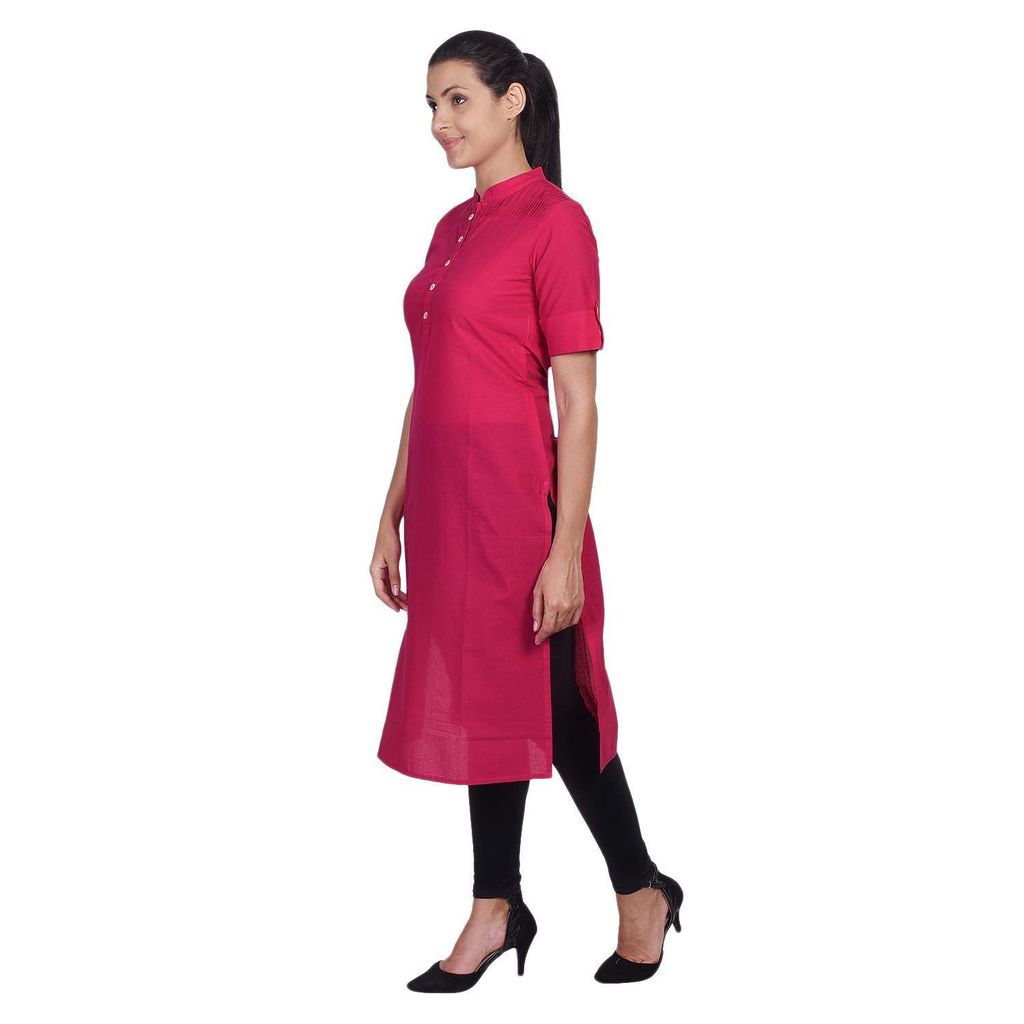 JAIPURETHNICWEAVES Women's Cotton Solid Straight Kurta