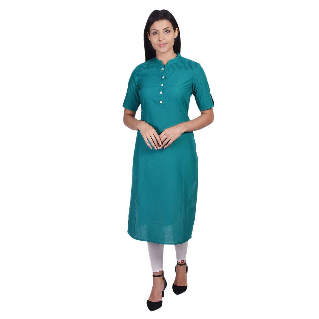 JAIPURETHNICWEAVES Women's Cotton Solid Straight Kurta