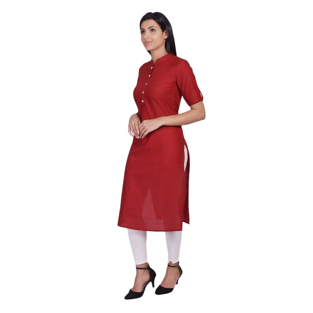 JAIPURETHNICWEAVES Women's Cotton Solid Straight Kurta
