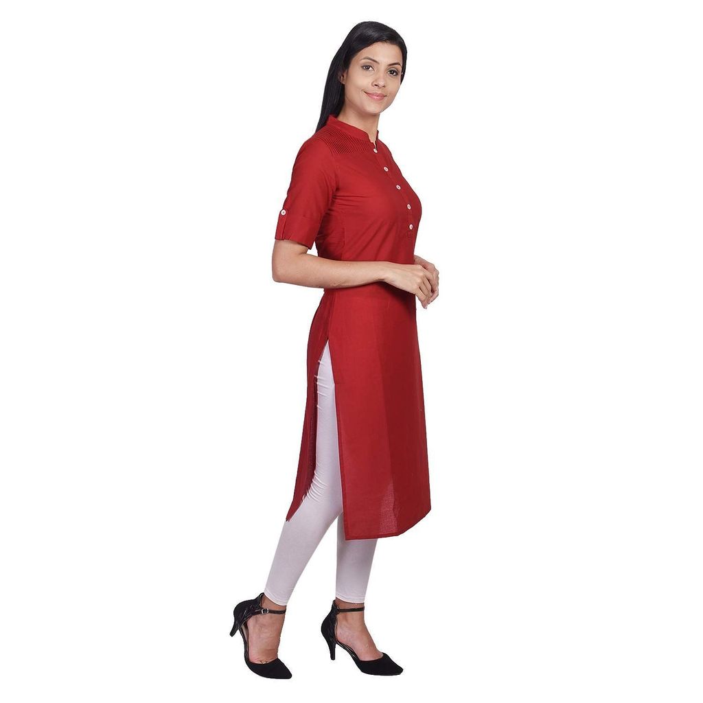 JAIPURETHNICWEAVES Women's Cotton Solid Straight Kurta