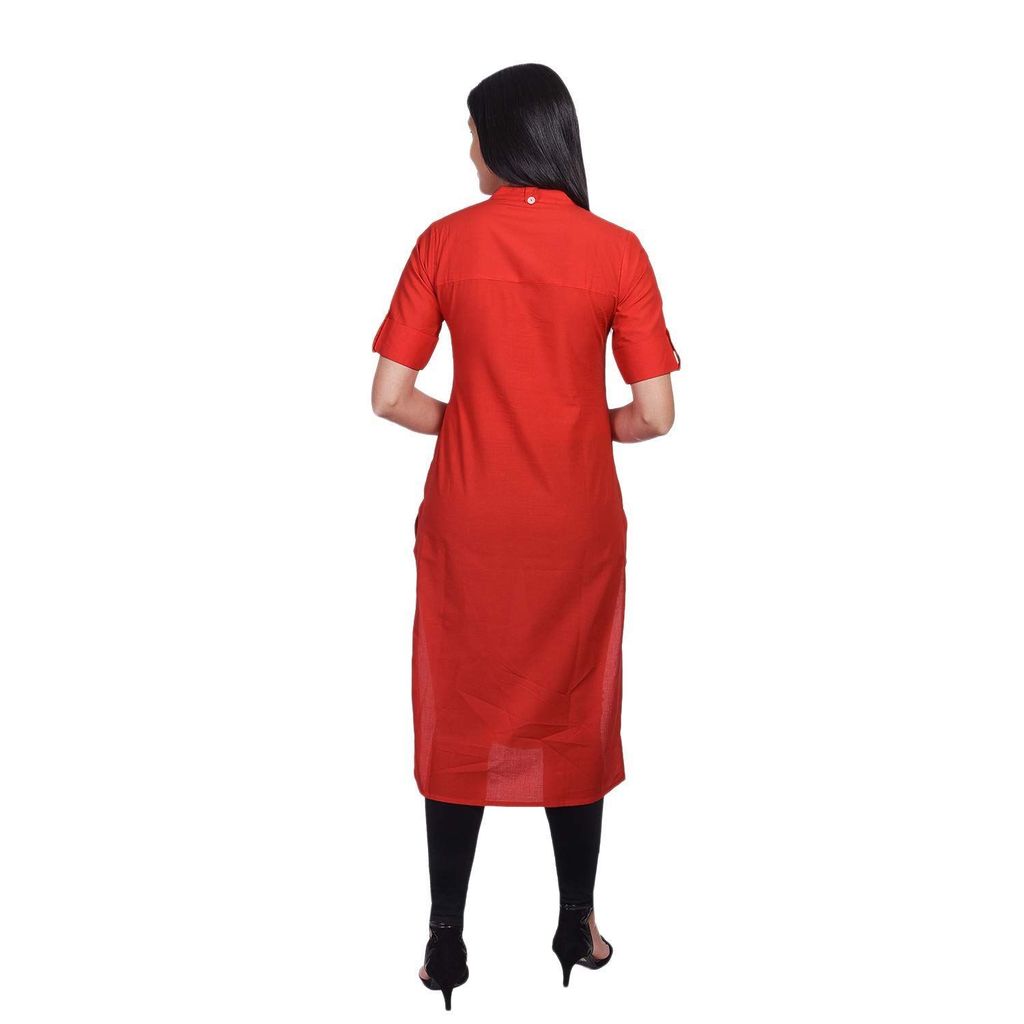 JAIPURETHNICWEAVES Women's Cotton Solid Straight Kurta