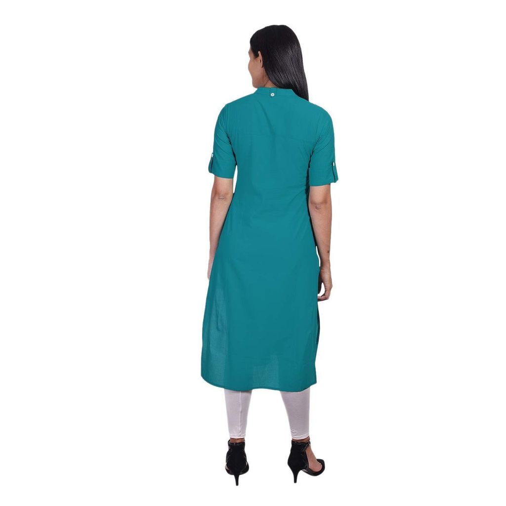 JAIPURETHNICWEAVES Women's Cotton Solid Straight Kurta
