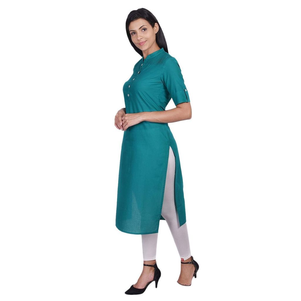 JAIPURETHNICWEAVES Women's Cotton Solid Straight Kurta