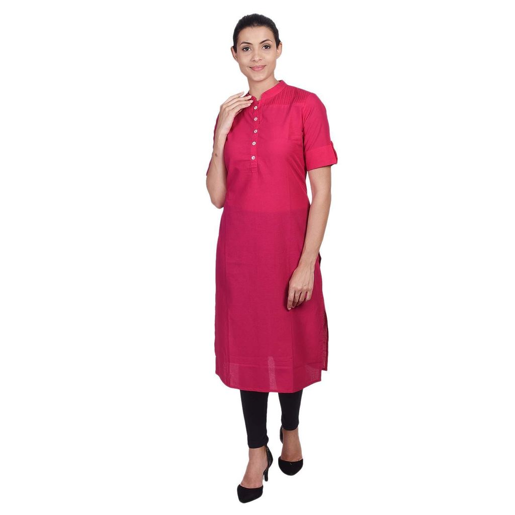 JAIPURETHNICWEAVES Women's Cotton Solid Straight Kurta