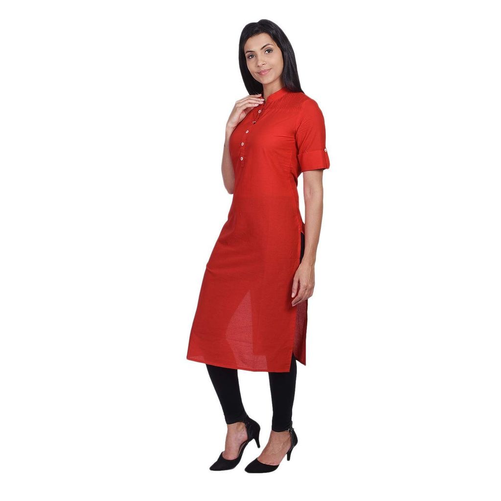 JAIPURETHNICWEAVES Women's Cotton Solid Straight Kurta