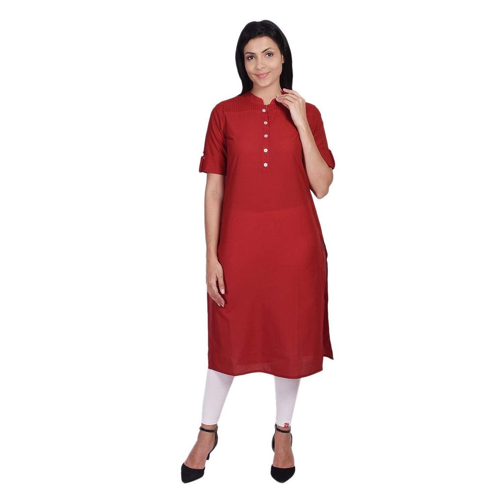 JAIPURETHNICWEAVES Women's Cotton Solid Straight Kurta