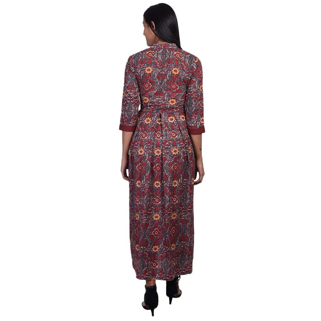 JAIPURETHNICWEAVES Women's Cotton Floral Printed Anarkali Long Maxi Dress
