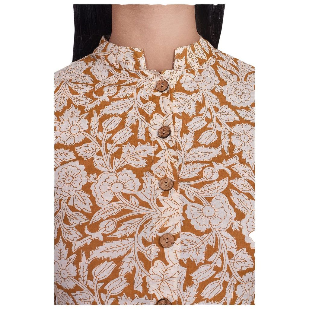 JAIPURETHNICWEAVES Women's Cotton Floral Printed Anarkali Long Maxi Dress