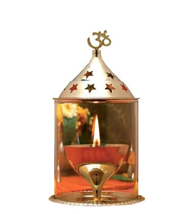 Dev Bhakti Brass, Glass Akhand Jyot Oil Diya