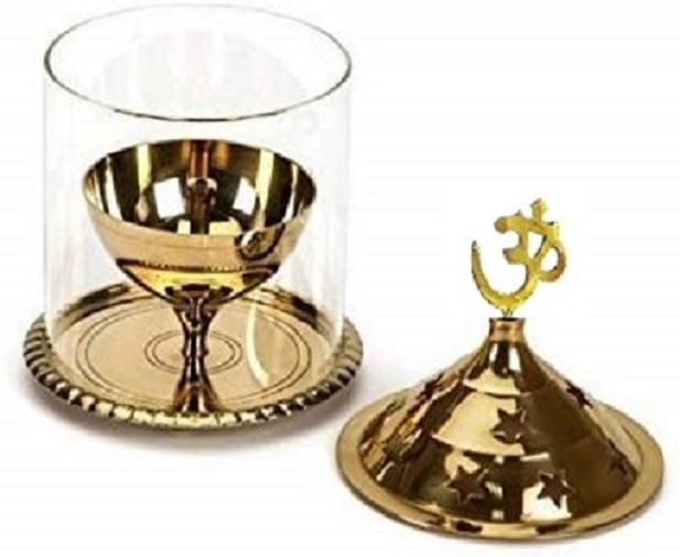 Dev Bhakti Brass, Glass Akhand Jyot Oil Diya
