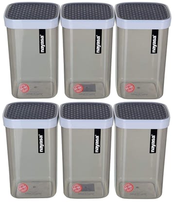 Nayasa Superplast Plastic Fusion Containers 1000ml, Set of 6, Grey by Krishna Enterprises