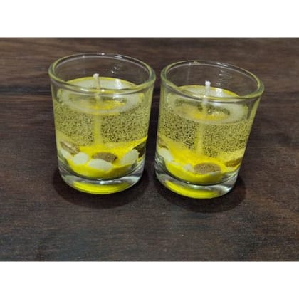 Gel Wax Candles in Straight Glass Yellow, Fragrance of Lily (Pack of 2)