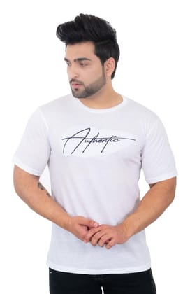 SKYBEN Round Neck Men's Embroidered T Shirt in Poly Cotton Fabric