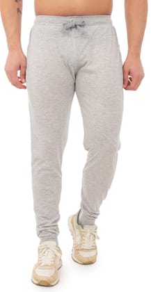 SKYBEN Branded Trackpant for Men in Light Grey Same Rib Ponchi Design