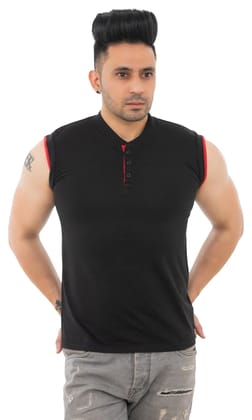 SKYBEN Branded Confort Fit Sando for Men in Black Color Button Extra Small Size
