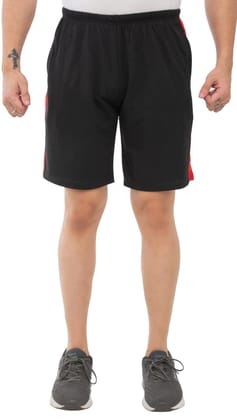 SKYBEN Branded Shorts for Men in Patti Design Black Color