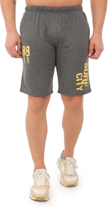 SKYBEN Branded Shorts for Men in Printed Dark Grey Color