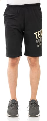SKYBEN Branded Printed Shorts for Men in Black
