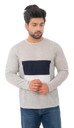 SKYBEN Branded SQBOX Light Grey Round Neck T Shirt for Men