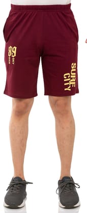 SKYBEN Branded 89 Printed Shorts for Men in Maroon