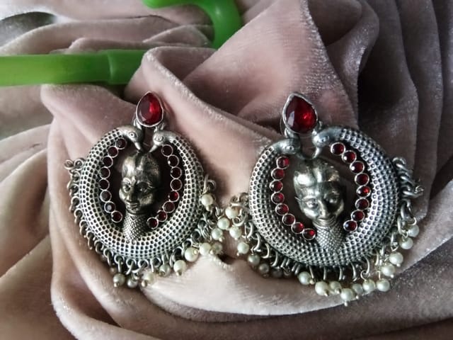 Sohni silver oxidised jhumka earring – Phuljhadi