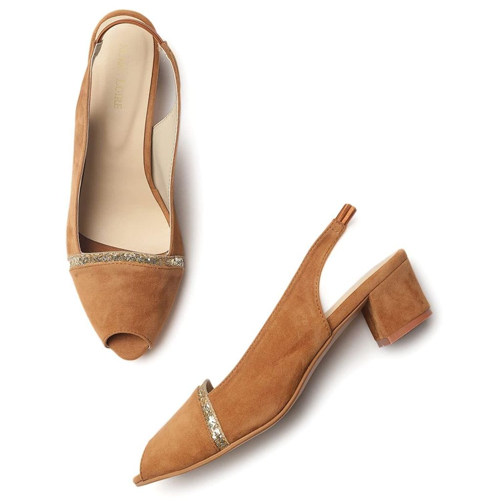 Marc Loire Women's Peep Toe Suede Block Heel Fashion Sandals - Heels | Buy online on ZillyBuy