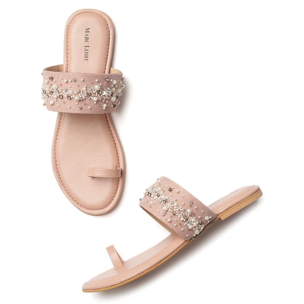 Marc Loire Women's Slip on Smart Embellished Ethnic Flats for Regular Wear - Ethnic Shoes | Buy online on ZillyBuy