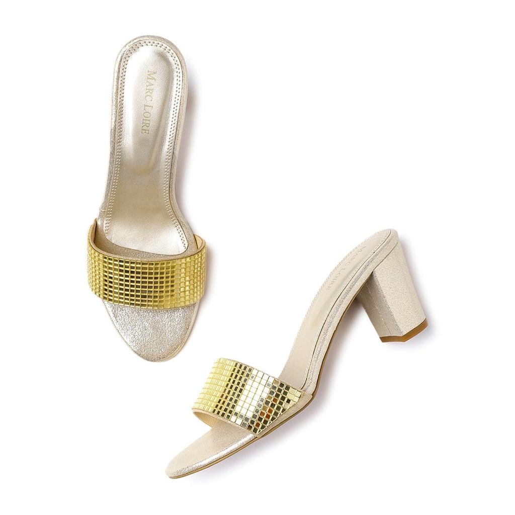 Marc Loire Women Round Toe Embellised Block Heels Fashion Sandal - Heels | Buy online on ZillyBuy