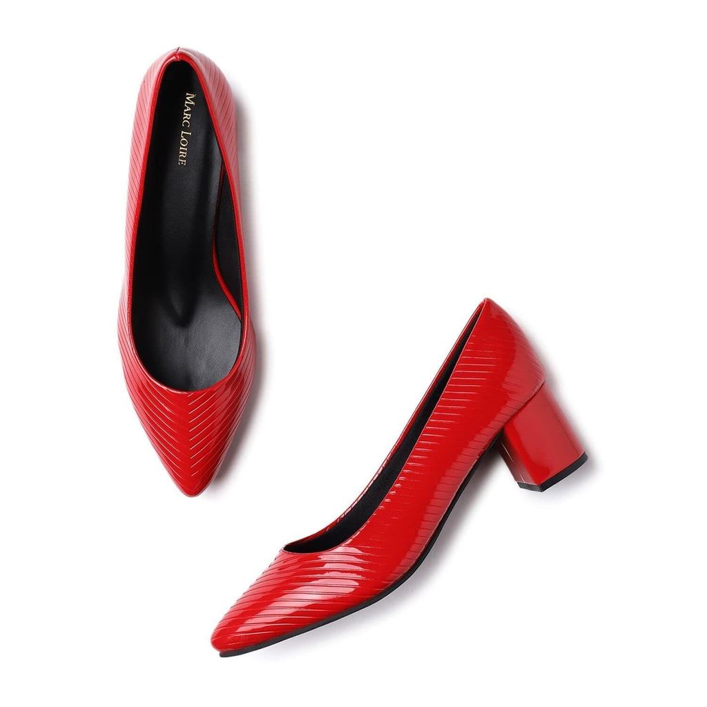 Marc Loire Women�s Self Design Comfortable Slip-on Casual Pointed Toe Block Pumps Heels - Heels | Buy online on ZillyBuy