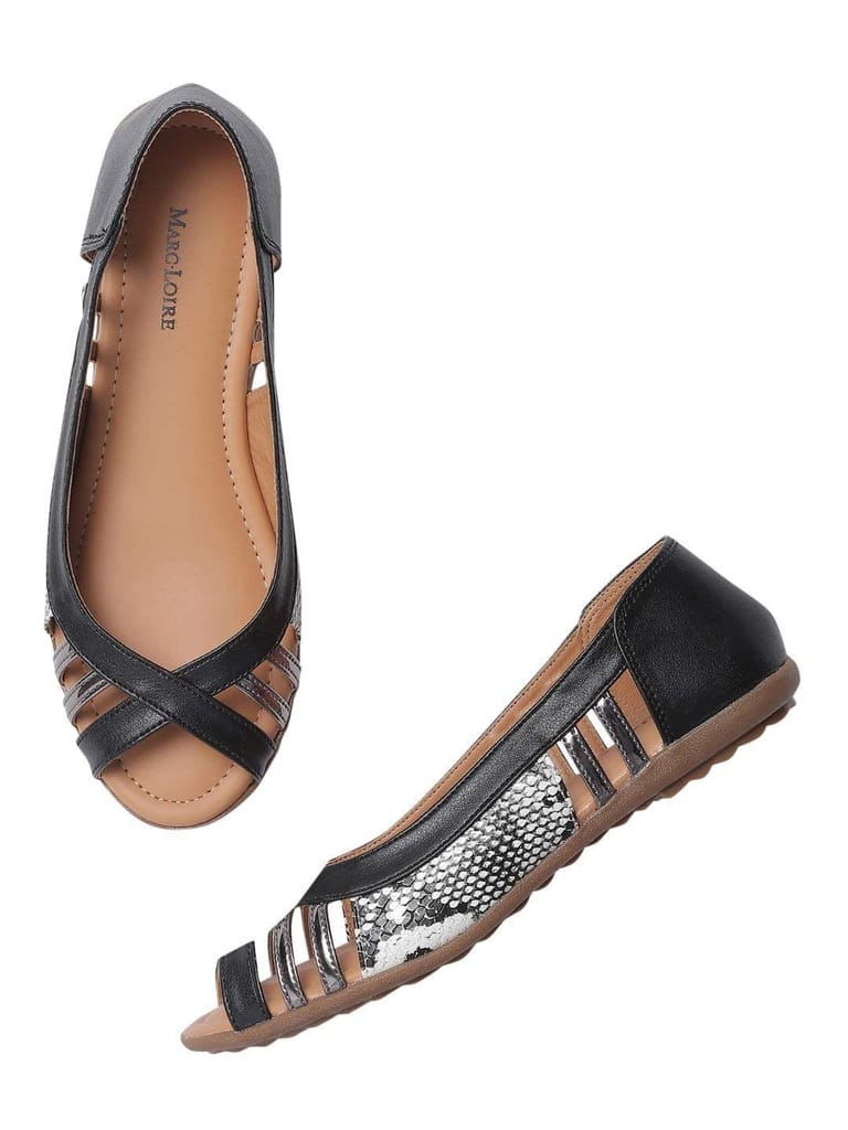 Marc Loire Women's Faux Leather Comfortable Open-Toe Slip-On Flat Ballerina Shoes for Casual Wear, Party and Formal Occasions. - Casual Shoes | Buy online on ZillyBuy
