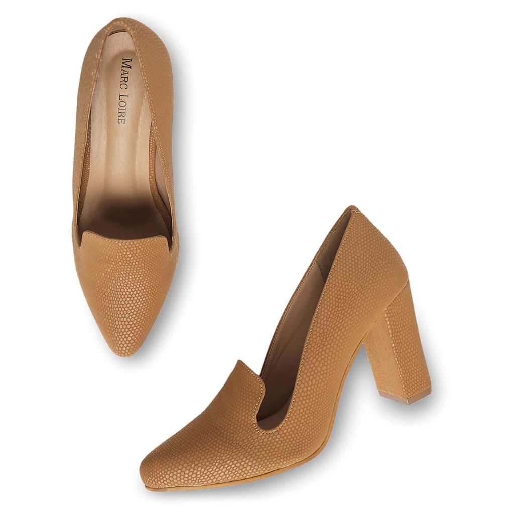 Marc Loire Women's Fashion Textured Block Heel Pump Shoes for Party and Formal Occasions. - Heels | Buy online on ZillyBuy