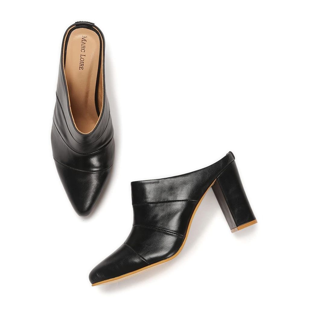 Marc Loire Women's Leather Slip on Mules; Block Heel Casual and Formal Footwear - Casual Shoes | Buy online on ZillyBuy