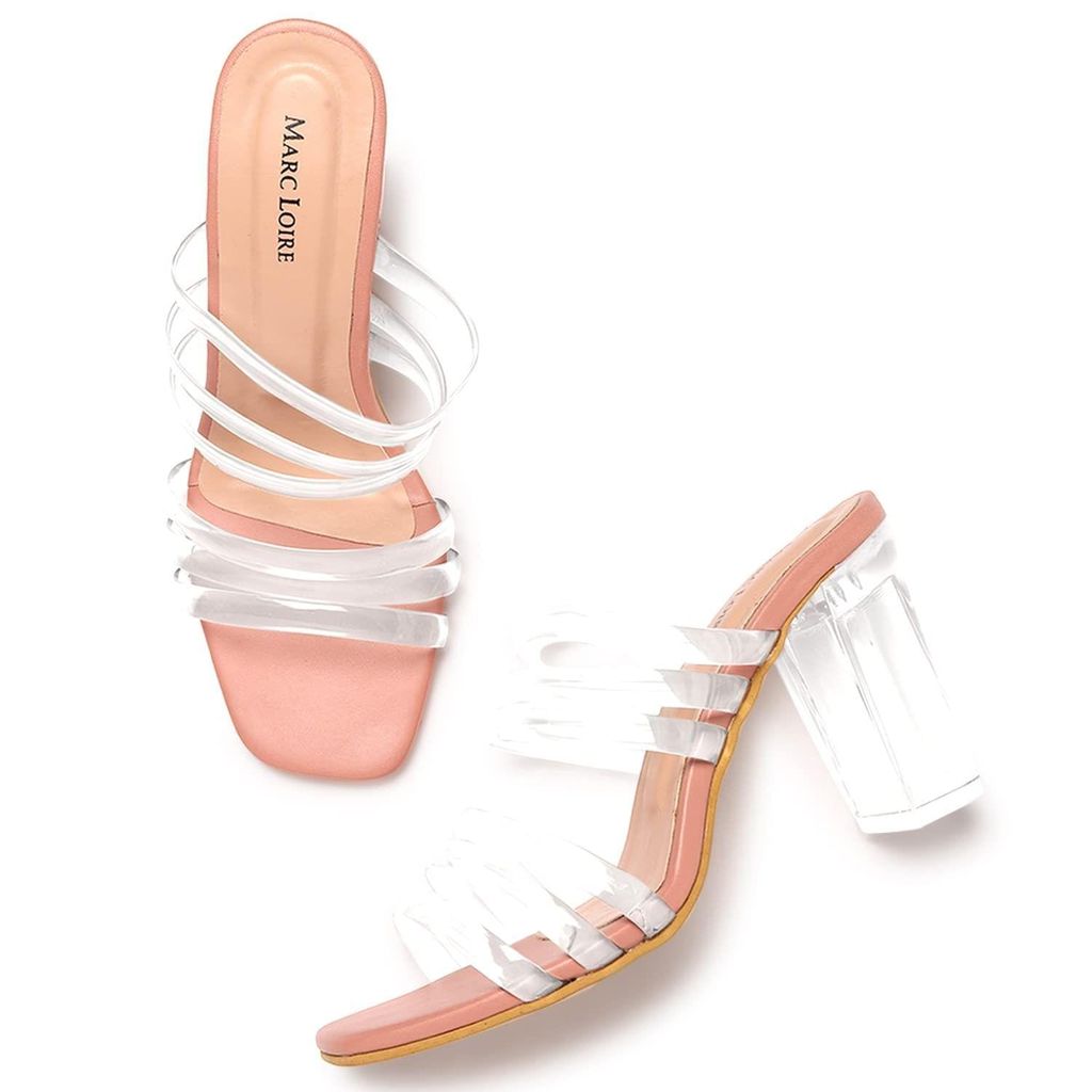 Marc Loire Women's Comfortable Leather Slip On Fashion Transparent Block Heels for Casual, Party and Formal Occasions. - Heels | Buy online on ZillyBuy