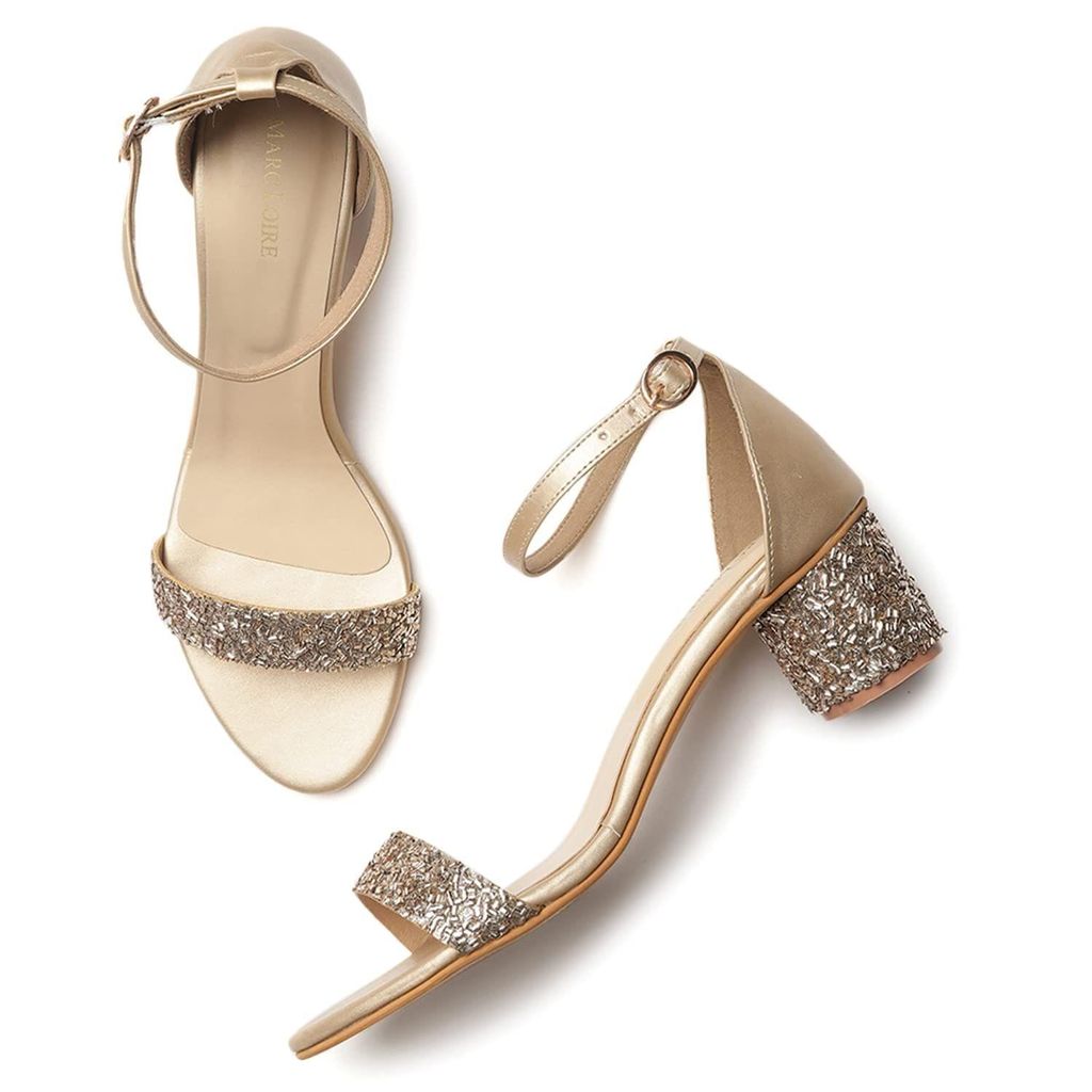 Marc Loire Women's Glittery & Shimmery Block Heels Fashion Sandals - Heels | Buy online on ZillyBuy