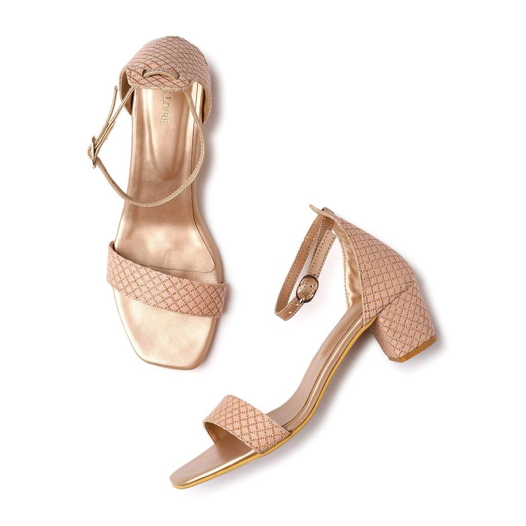 Marc Loire Women�s Open Toe Shimmer Block Heels Fashion Sandal with Buckled Ankle Straps - Heels | Buy online on ZillyBuy