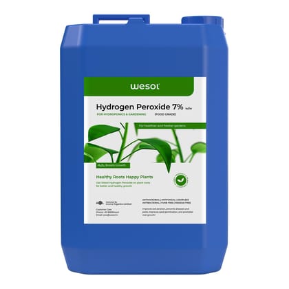 Wesol Hydrogen Peroxide for Plants Hydroponics Gardening Farming Food Grade 7.6% w/w 5 Litre Pack | Best for Cleaning Disinfectant Sterilization