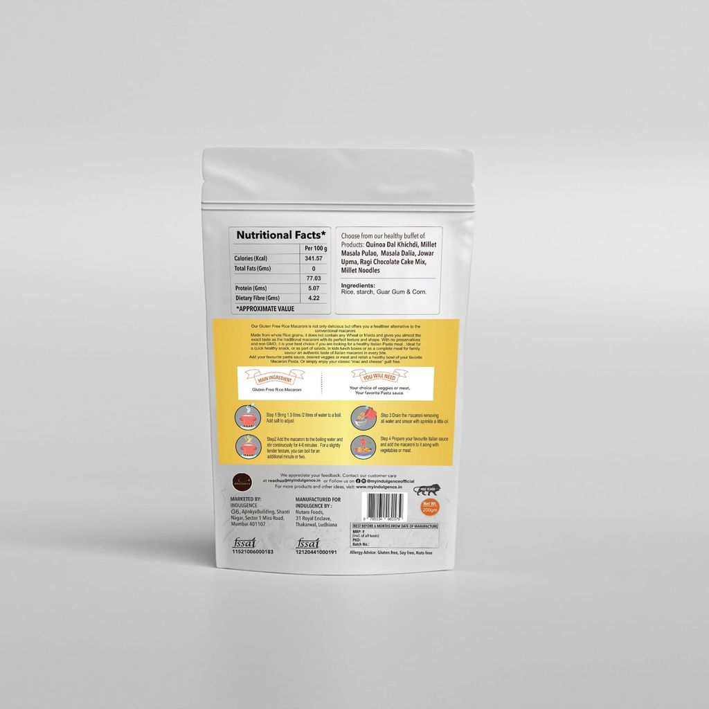 INDULGENCE Gluten Free Rice Macaroni 200 Gms