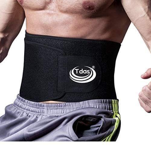 Tdas Sweat Slim Belt for Men Women Waist Stomach Belt Shaper Fitness Belt  Yoga wrap hot Belt Unisex Back Pain Gym Running Travel Tummy Workout Black