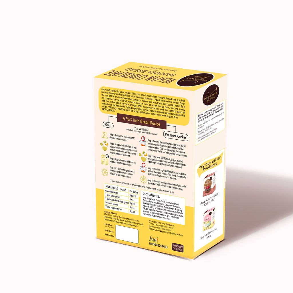 INDULGENCE No Maida  Ragi Chocolate Cake Mix and Vegan Chocolate Cake Mix Combo Pack 500 Gms