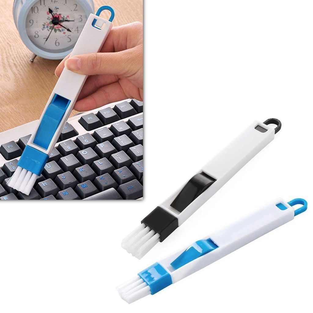 ZURU BUNCH 2-in-1 Multi-Function Plastic Window Slot Keyboard Wardrobe Dust Removal Cleaning Brush (Pack of 2, Multicolor)