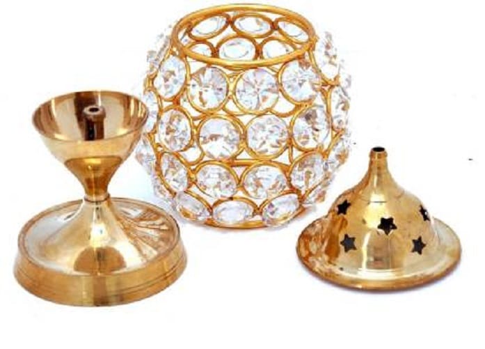 Dev Bhakti Crystal And Brass Matki Oil Diya