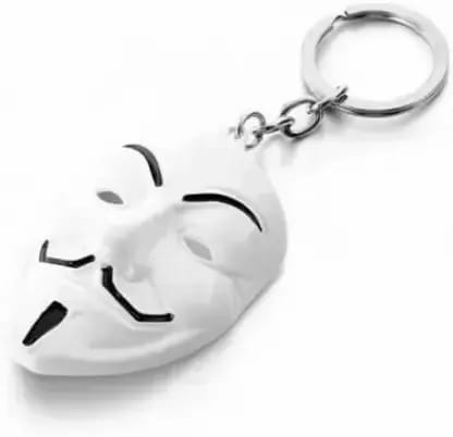 GiftingGazebo Vedanta FaceMask White Metal keychain/Keyrings for Boys/Girls/Car/Bikes Key Chain